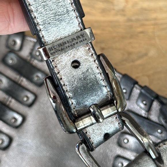 Burberry Embellished Metallic Leather Hobo Bag - Picture 3 of 10